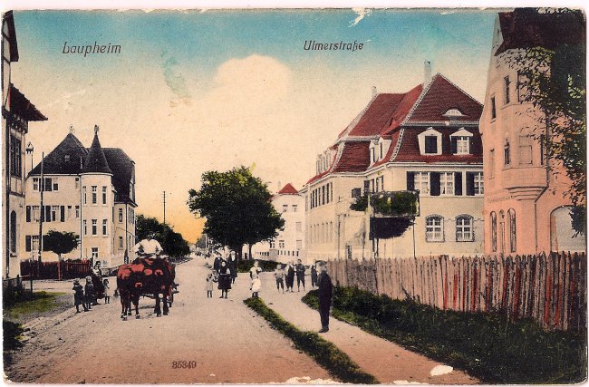 Laupheim Ulmerstraße (Vorderseite der Ansichtskarte)