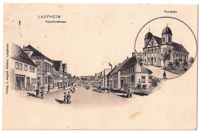 Laupheim Kapellenstrasse / Synagoge (Vorderseite der Ansichtskarte)