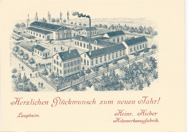 Heinr. Hieber Holzwerkzeugfabrik (Vorderseite der Ansichtskarte)