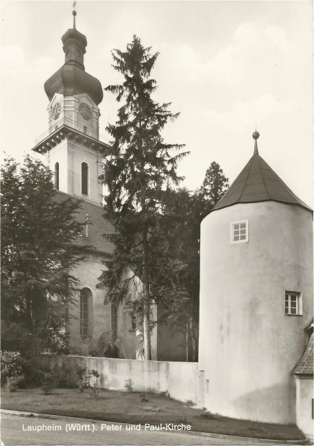 Laupheim (Württ.), Peter und Paul-Kirche (Vorderseite der Ansichtskarte)