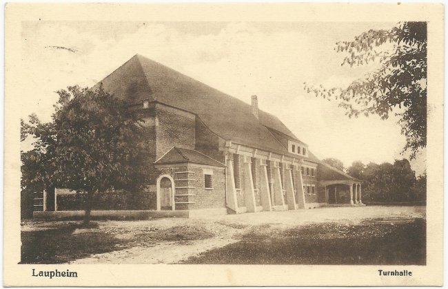 Turnhalle Laupheim (Vorderseite der Ansichtskarte)