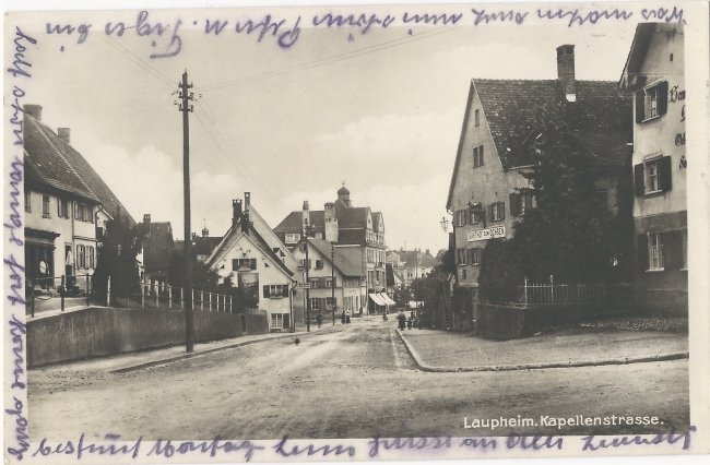 Laupheim. Kapellenstrasse. (Vorderseite der Ansichtskarte)