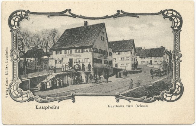 Laupheim Gasthaus zum Ochsen (Vorderseite der Ansichtskarte)