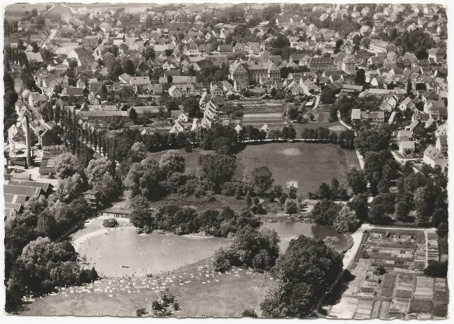 Laupheimer Schwimmbad (Vorderseite der Ansichtskarte)