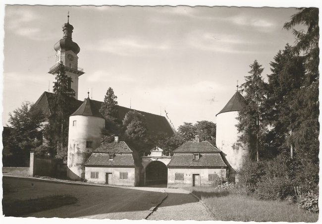 Schloss Großlaupheim (Vorderseite der Ansichtskarte)
