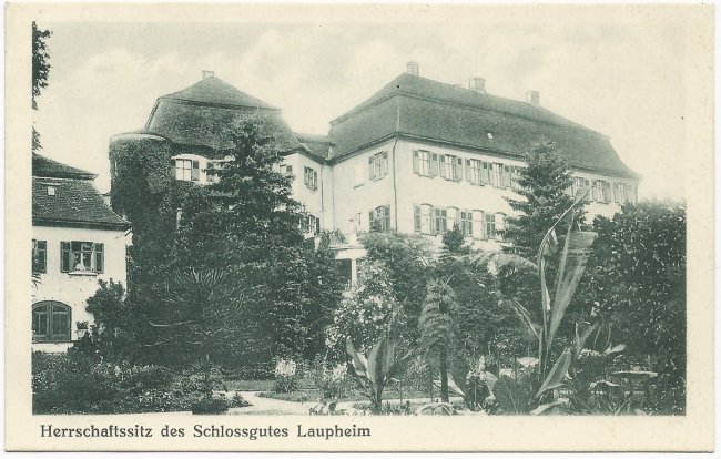 Herrschaftssitz des Schlossgutes Laupheim (Vorderseite der Ansichtskarte)