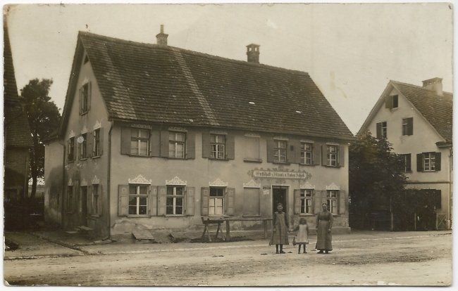 Wirtschaft z. Strauß v. Anton Schöb (Vorderseite der Ansichtskarte)