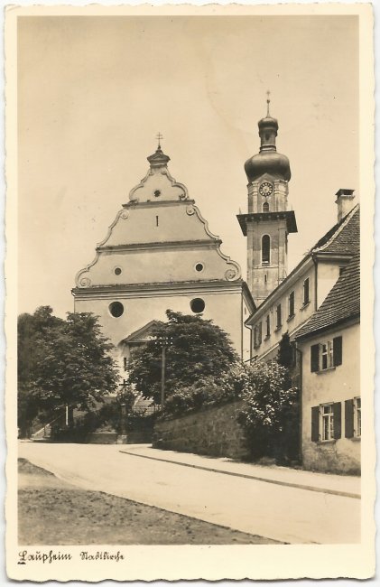 Laupheim Stadtkirche (Vorderseite der Ansichtskarte)