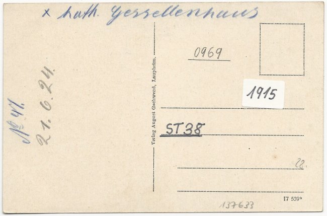 Laupheim Rabenstraße mit Kgl. Oberamt und Amtsgericht (Rückseite der Ansichtskarte)