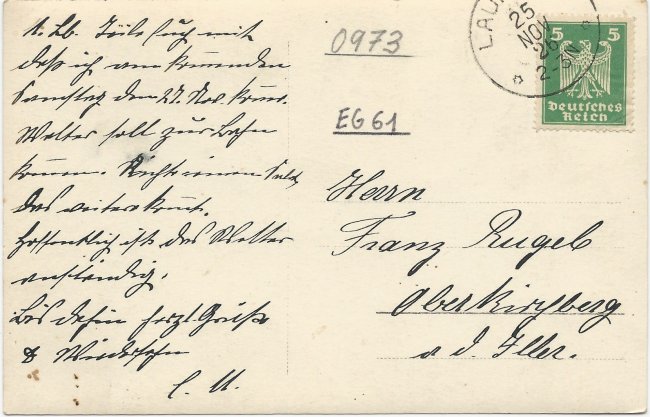 Laupheim (Finanzamt) (Rückseite der Ansichtskarte)