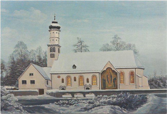 Laupheim - St. Leohards-Kapelle (Vorderseite der Ansichtskarte)