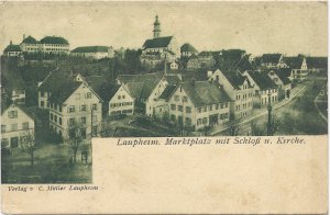 Laupheim. Marktplatz mit Schloß u. Kirche Laupheim. Marktplatz mit Schloß u. Kirche