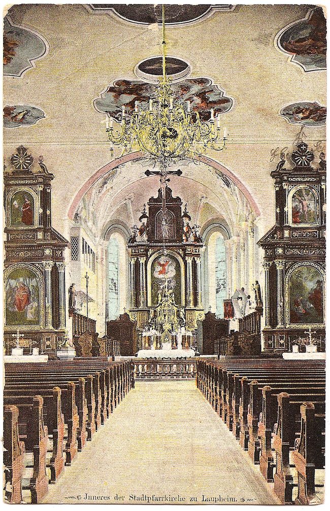 Inneres der Stadtpfarrkirche zu Laupheim – Vorderseite
