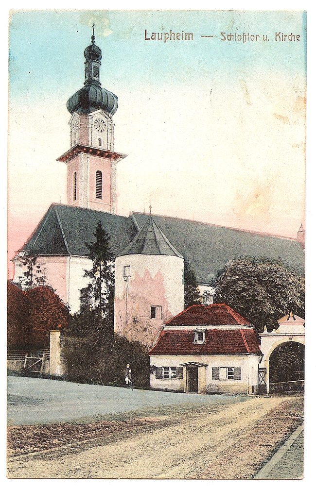 Laupheim - Schloßtor und Kirche – Vorderseite