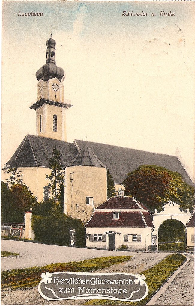 Laupheim Schlosstor und Kirche – Vorderseite