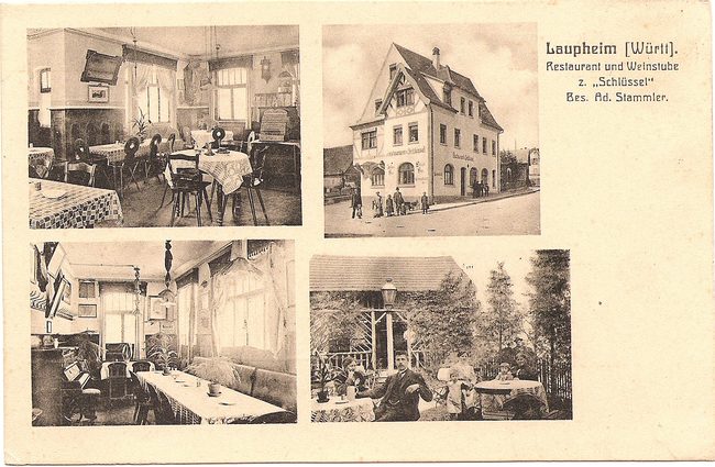 Laupheim (Württ.), Restaurant und Weinstube z. \\\"Schlüssel\\\" – Vorderseite