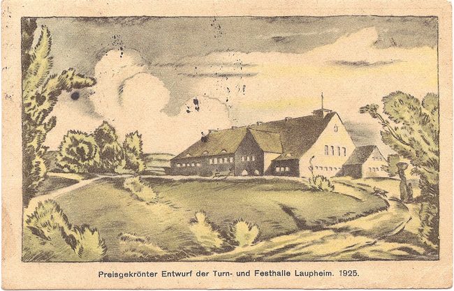 Entwurf der Turn- und Festhalle Laupheim – Vorderseite