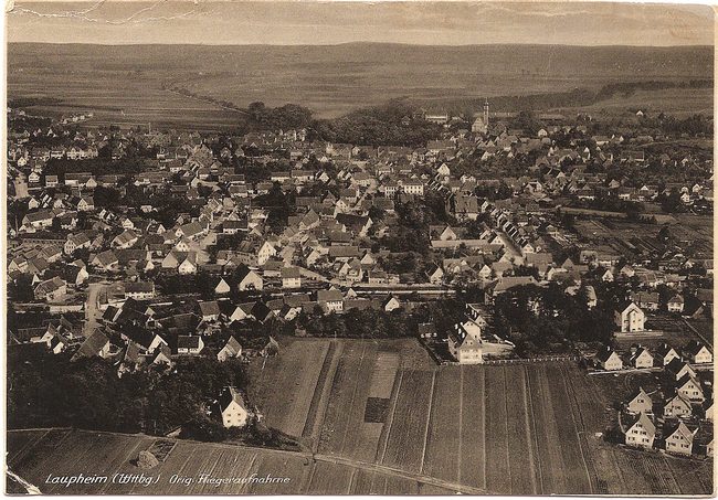 Laupheim (Wttbg.), Orig. Fliegeraufnahme – Vorderseite