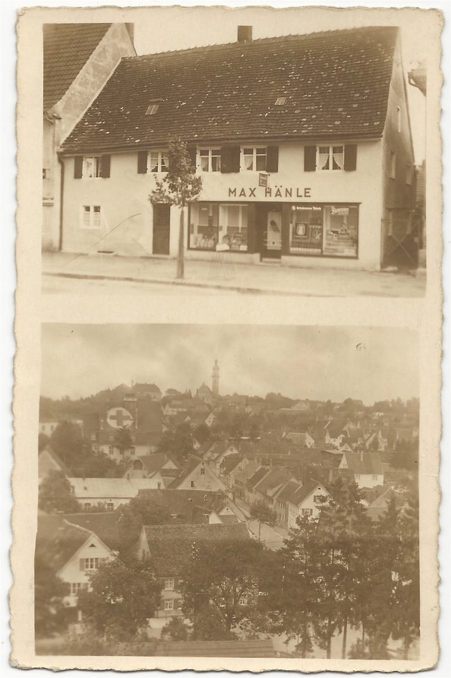 Lebensmittelgeschäft von Max Hänle – Vorderseite