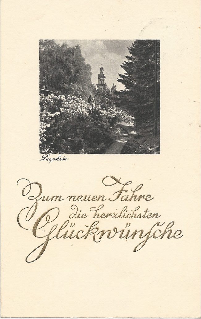 Laupheim - Zum neuen Jahre die herzlichsten Gückwünsche – Vorderseite