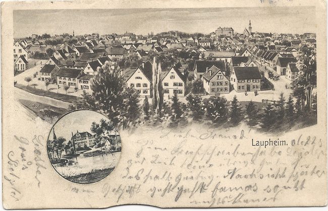 Laupheim Revolverkarte – Vorderseite