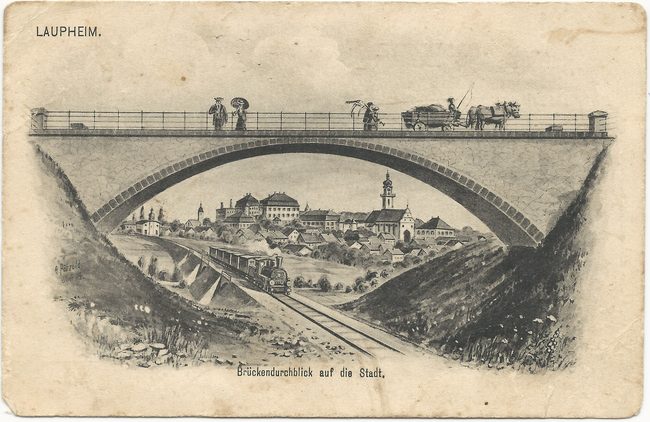 Laupheim / Brückendurchblick auf die Stadt – Vorderseite